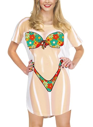 Spadehill Sommer-Bikini für Damen, bedruckt, niedlich, Baggy-Bademode, Vertuschung, Mehrfarbig, Medium von Spadehill