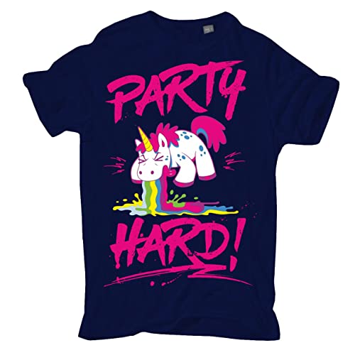 Spaß Kostet Herren Tshirt Einhorn Party Hard in Pink Grösse S bis 5XL von Spaß Kostet