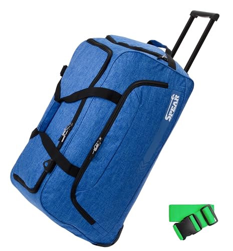 Spear Trolley Reisetasche groß XXL Koffer 85 Liter, 68 cm Tasche Schultergurt Reisegepäck Rolltasche Damen Herren Gepäck Reise Trolly 910 + Koffergurt (Royal Blue NEU (Blau Mittelblau)) von Spear