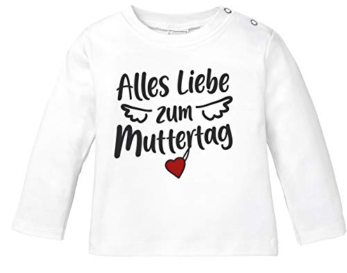 SpecialMe® Baby Langarmshirt Alles Liebe zum Muttertag Flügel Herz Geschenk für Mama liebevoller Spruch weiß 80/86 (10-15 Monate) von SpecialMe