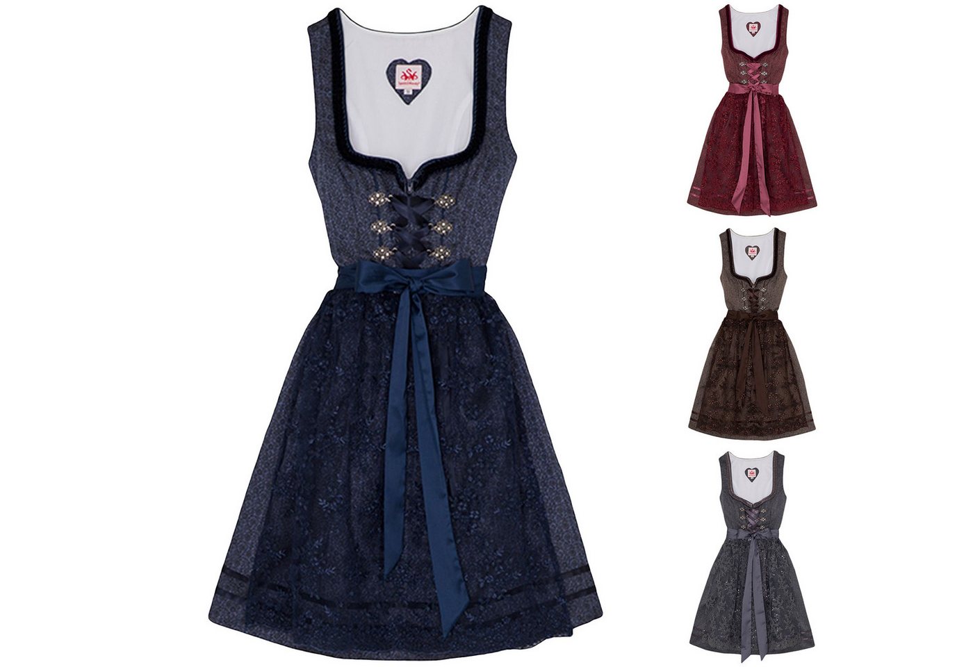 Spieth & Wensky Dirndl Bea Dirndl 2-teiliges Midi-Dirndl Kleid Dirndl Trachtenkleid kurz von Spieth & Wensky