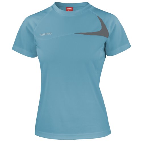 Spiro Damen Sport T-Shirt/Trainings-Shirt (S) (Wasserblau/Grau) von Spiro