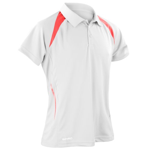 Spiro Herren Sport Polo-Shirt Team Spirit Performance (3XL) (WeiÃŸ/Rot) von Spiro