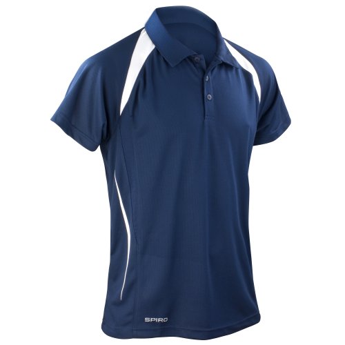 Spiro Herren Sport Polo-Shirt Team Spirit Performance (Large) (Marineblau/WeiÃŸ) von Spiro