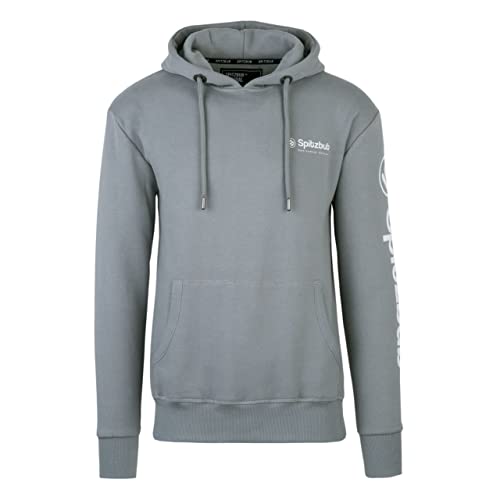 Spitzbub Herren Hoodie Pullover mit Kapuze Kapuzenpullover Sportshoodie mit Ärmelprint in Grau (S) von Spitzbub