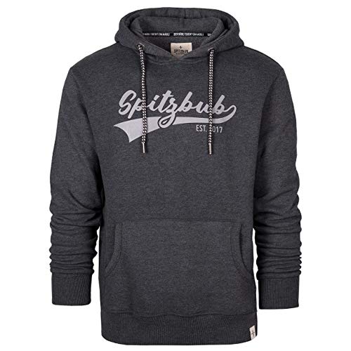 Spitzbub Herren Hoodie Pullover mit Kapuze Sweatshirt Kapuzenpullover Emil Dunkelgrau (XL) von Spitzbub