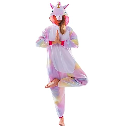 Spooktacular Creations Unisex Erwachsene Pyjama Schlafanzug, Plüsch Damen Herren Jumpsuit Jumpsuit Einhorn Tier Kostüm Halloween Karneval Kostüm (X-Large) von Spooktacular Creations