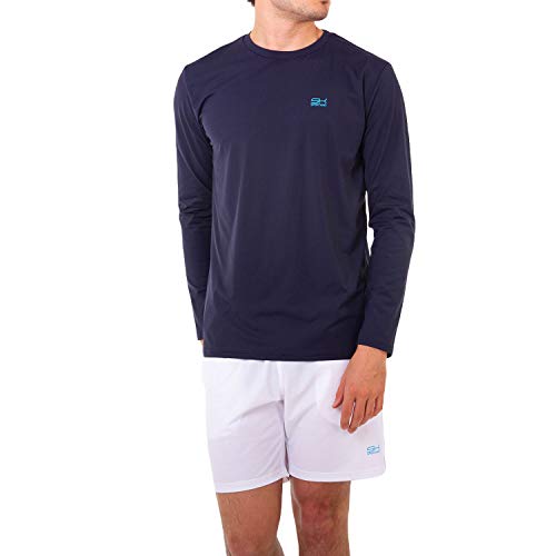 Sportkind Jungen & Herren Tennis, Fitness, Sport Longsleeve Shirt mit Rundhalsausschnitt, atmungsaktiv, UV-Schutz UPF 50+, Navy blau, Gr. L von Sportkind
