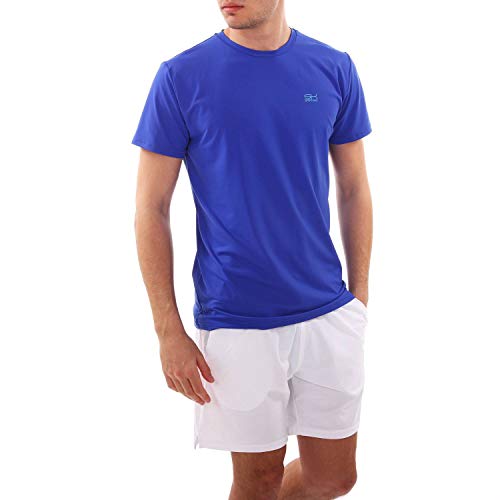 Sportkind Jungen & Herren Tennis, Running, Fitness Rundhals T-Shirt, atmungsaktiv, UV-Schutz UPF 50+, Kurzarm, Kobaltblau, Gr. L von Sportkind