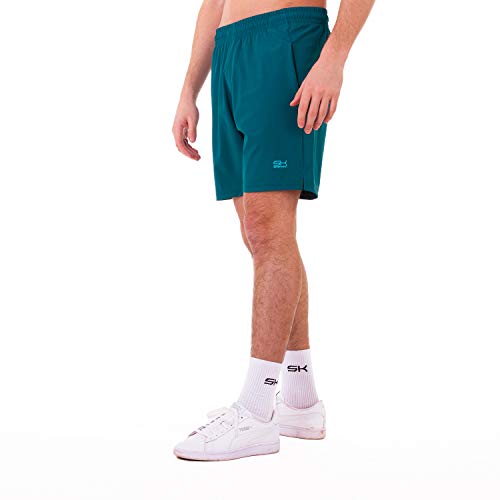 Sportkind Jungen & Herren Tennis, Training, Sport Shorts Regular Ultraleicht, hochelastisch, atmungsaktiv, UV-Schutz, Petrol grün, Gr. XL von Sportkind