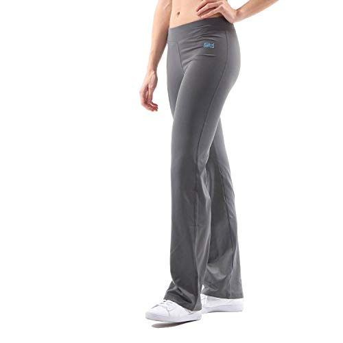 Sportkind Mädchen & Damen 32 Inch Flare Sport, Fitness Hose, Yogahose Jazzpant extra lang, grau, Gr. M von Sportkind