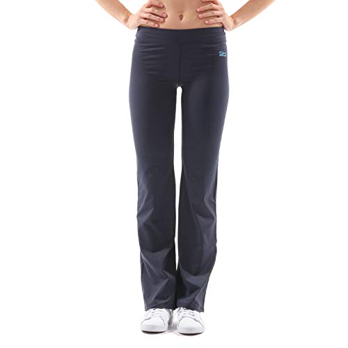 Sportkind Mädchen & Damen 34 Inch Flare Sport, Fitness Hose, Yogahose, Jazzpants extra lang, Navy blau, Gr. L von Sportkind