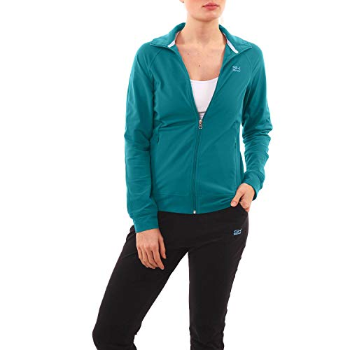 Sportkind Mädchen & Damen Fitness, Sport, Tennisjacke ohne Kapuze mit Taschen, atmungsaktiv, petrol grün, Gr. XL von Sportkind