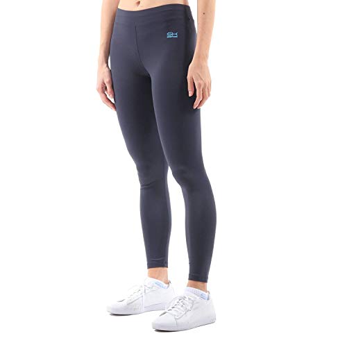 Sportkind Mädchen & Damen Fitness, Sport 7/8 Lange Leggings, Yogahose, Mid Waist, Blickdicht, atmungsaktiv, Navy blau, Gr. L von Sportkind