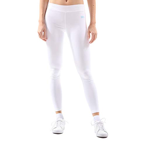 Sportkind Mädchen & Damen Fitness, Sport 7/8 Lange Leggings, Yogahose, Mid Waist, Blickdicht, atmungsaktiv, weiß, Gr. 128 von Sportkind