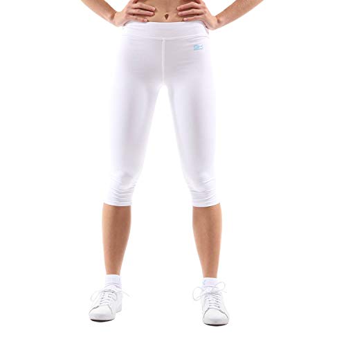 Sportkind Mädchen & Damen Fitness, Yoga, Sport 3/4 Capri Leggings, Mid Waist, Blickdicht, atmungsaktiv, Weiss, Gr. S von Sportkind