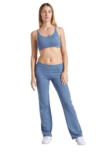 Sportkind Mädchen & Damen Flare Sport, Fitness Hose, Yogahose, Jazzpants, grau blau, Gr. L von Sportkind