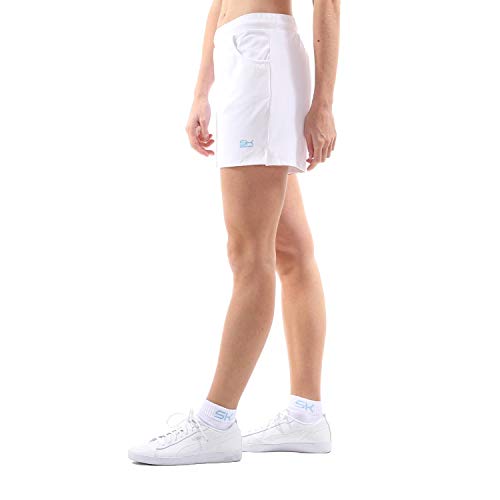 Sportkind Mädchen & Damen Tennis, Fitness, Bermuda Shorts mit Taschen, atmungsaktiv, UV-Schutz, Weiss, Gr. 128 von Sportkind