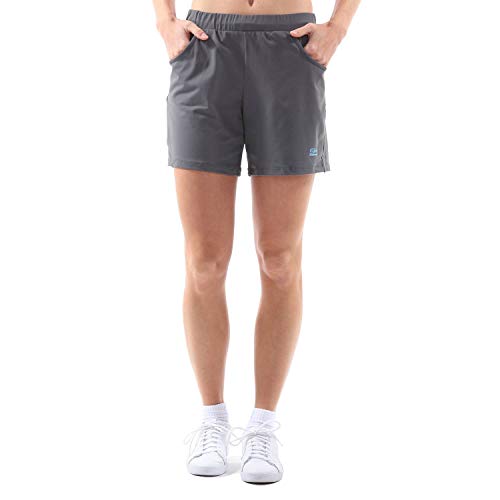 Sportkind Mädchen & Damen Tennis, Fitness, Bermuda Shorts mit Taschen, atmungsaktiv, UV-Schutz, grau, Gr. 158 von Sportkind