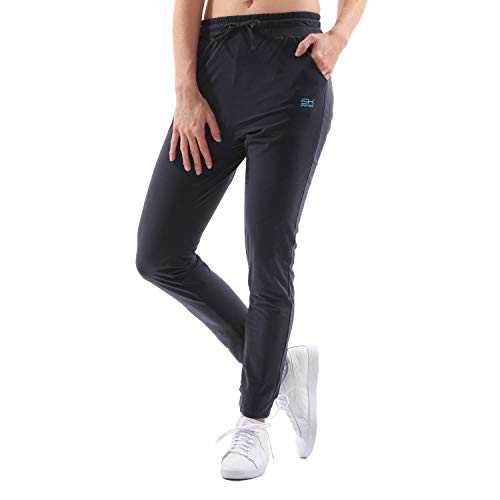 Sportkind Mädchen & Damen Tennis, Fitness, Sport Jogginghose lang mit Taschen, atmungsaktiv, Navy blau, Gr. S von Sportkind