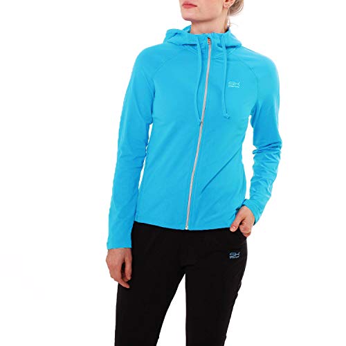 Sportkind Mädchen & Damen Tennis, Fitness, Sport Joggingjacke mit Kapuze & RV-Tasche, atmungsaktiv, türkis, Gr. XL von Sportkind