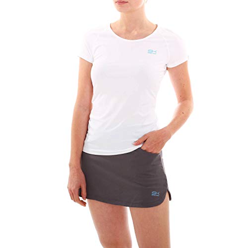 Sportkind Mädchen & Damen Tennis, Fitness, Sport T-Shirt, Rundhals, UV-Schutz UPF 50+, atmungskativ, Kurzarm, Weiss, Gr. 140 von Sportkind