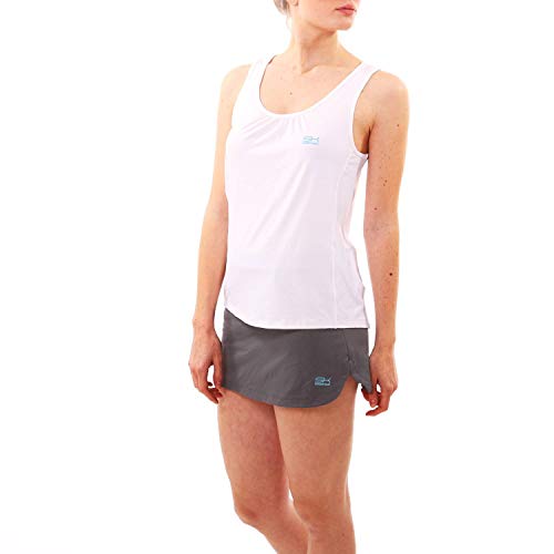 Sportkind Mädchen & Damen Tennis, Fitness, Sport Tanktop Loose Fit, atmungsaktiv, UV-Schutz UPF 50+, Weiss, Gr. L von Sportkind