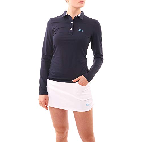 Sportkind Mädchen & Damen Tennis, Golf, Segeln, Funktions Poloshirt Langarm, UV-Schutz UPF 50+, atmungsaktiv, Navy blau, Gr. XL von Sportkind