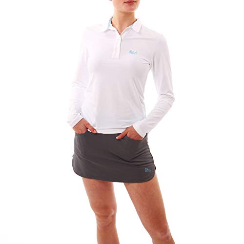 Sportkind Mädchen & Damen Tennis, Golf, Segeln, Funktions Poloshirt Langarm, UV-Schutz UPF 50+, atmungsaktiv, Weiss, Gr. 122 von Sportkind