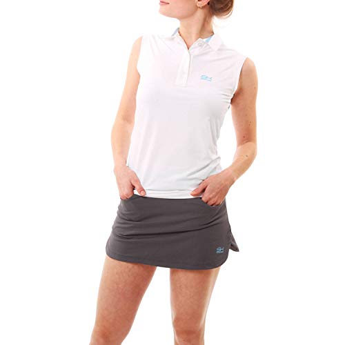 Sportkind Mädchen & Damen Tennis, Golf, Segeln, Funktions Poloshirt ärmellos, UV-Schutz UPF 50+, Weiss, Gr. L von Sportkind