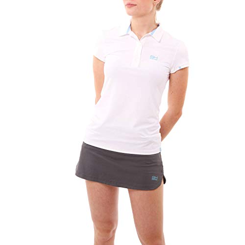 Sportkind Mädchen & Damen Tennis, Golf, Sport Poloshirt Kurzarm, UV-Schutz UPF 50+, atmungsaktiv, Weiss, Gr. XL von Sportkind