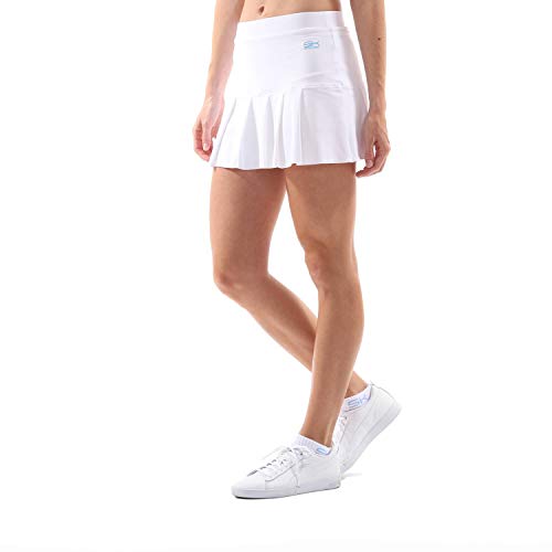 Sportkind Mädchen & Damen Tennis, Hockey, Golf Faltenrock mit Innenhose, atmungsaktiver Skort, UV-Schutz, Weiss, Gr. 122 von Sportkind