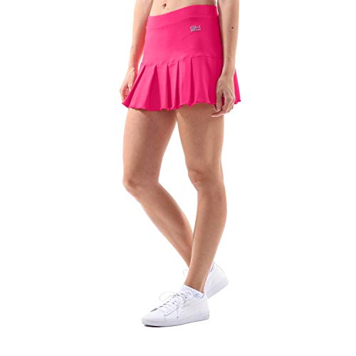 Sportkind Mädchen & Damen Tennis, Hockey, Golf Faltenrock mit Innenhose, atmungsaktiver Skort, UV-Schutz, pink, Gr. L von Sportkind