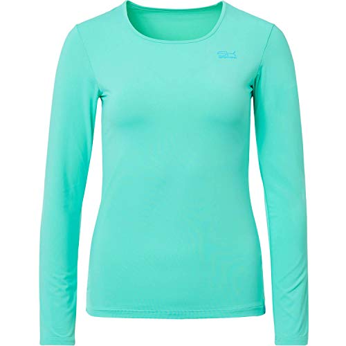 Sportkind Mädchen & Damen Tennis, Running, Sport Langarm Shirt mit Rundhalsausschnitt, UV-Schutz UPF 50+, atmungsaktiv, Mint, Gr. S von Sportkind