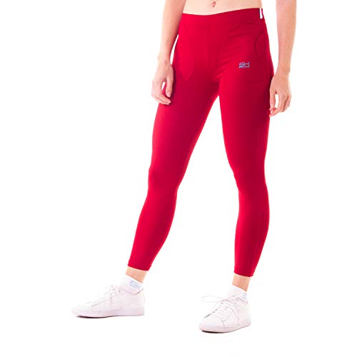 Sportkind Mädchen & Damen Tennis, Running Tights, Sport 7/8 Lange Leggings mit Taschen, Mid Waist, Blickdicht, atmungsaktiv, Bordeaux rot, Gr. 140 von Sportkind