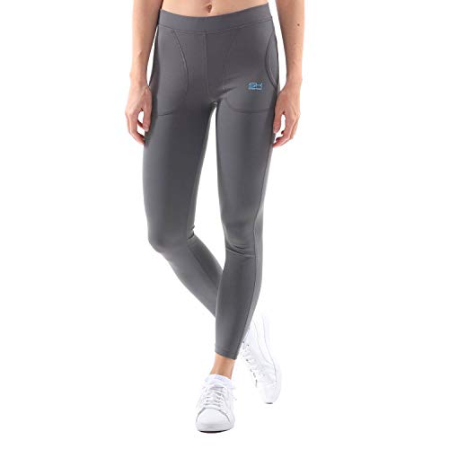 Sportkind Mädchen & Damen Tennis, Running Tights, Sport 7/8 Lange Leggings mit Taschen, Mid Waist, Blickdicht, atmungsaktiv, grau, Gr. 152 von Sportkind