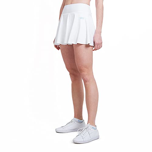 Sportkind Mädchen & Damen Tennisskort mit Ballgürtel, atmungsaktiver Sport Rock mit Innenhose, weiß, Gr. 134 von Sportkind