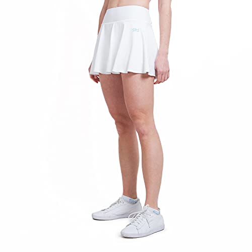 Sportkind Mädchen & Damen Tennisskort mit Ballgürtel, atmungsaktiver Sport Rock mit Innenhose, weiß, Gr. S von Sportkind