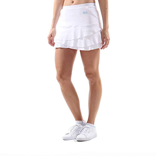 Sportkind Mädchen & Damen Tulip Tennis, Hockey, Golf Skort, Rock mit Taschen & Innenhose, atmungsaktiv, UV-Schutz, Weiss, Gr. 158 von Sportkind