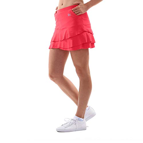 Sportkind Mädchen & Damen Tulip Tennis, Hockey, Golf Skort, Rock mit Taschen & Innenhose, atmungsaktiv, UV-Schutz, Pfirsich, Gr. 128 von Sportkind