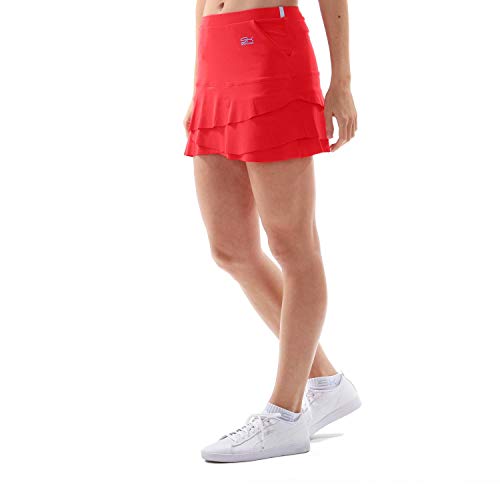 Sportkind Mädchen & Damen Tulip Tennis, Hockey, Golf Skort, Rock mit Taschen & Innenhose, atmungsaktiv, UV-Schutz, rot, Gr. S von Sportkind