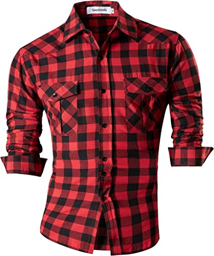Sportrendy Herren Freizeit Hemden Slim Button Down Long Sleeves Dress Shirts Tops JZS013 BlackRed M Sportrendy Herren Freizeit Hemden Slim Button Down Long Sleeves Dress Shirts Tops JZS013 BlackRed M von Sportrendy