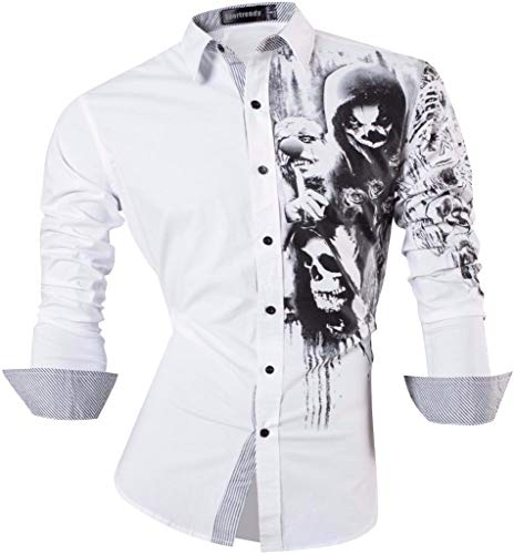 Sportrendy Herren Hemden Casual Mode Design Slim Fit Dress Shirt, L, Jzs047_white von Sportrendy