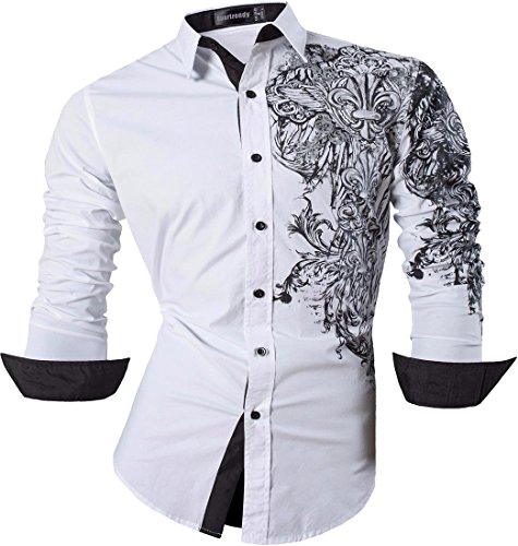 Sportrendy Herren Freizeit Hemden Slim Button Down Long Sleeves Dress Shirts Tops JZS048 White M von Sportrendy