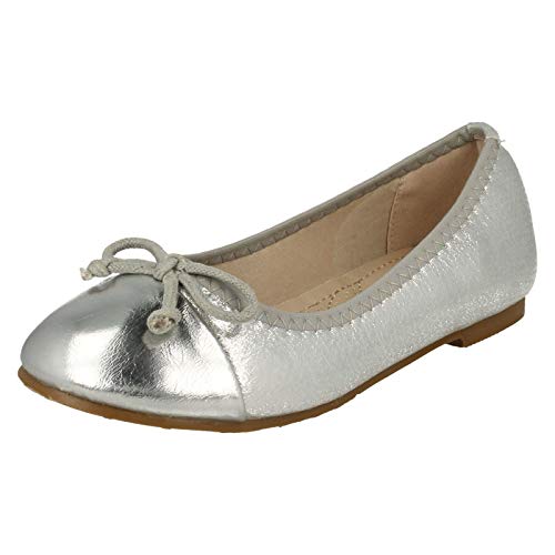 Spot On Mädchen Schleife Detaillierte Ballerina Schuhe, silber, 27 EU von Spot on