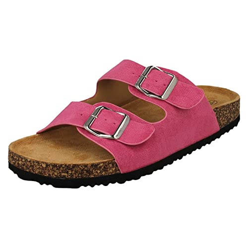 Spot On Damen-Pantoletten-Sandalen mit doppelter Schnalle, F0R0412, fuchsia pink, 41 EU von Spot on