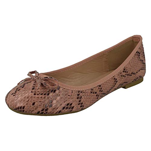 Spot On Flache Ballerinas für Damen., Pink - Pink Snake Print - Größe: 39 EU von Spot on