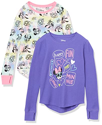 Amazon Essentials Disney | Marvel | Star Wars | Frozen Mädchen Langärmelige Thermo-T-Shirts (Früher Spotted Zebra), 2er-Pack, Purpur/Minnie, 10 Jahre von Amazon Essentials