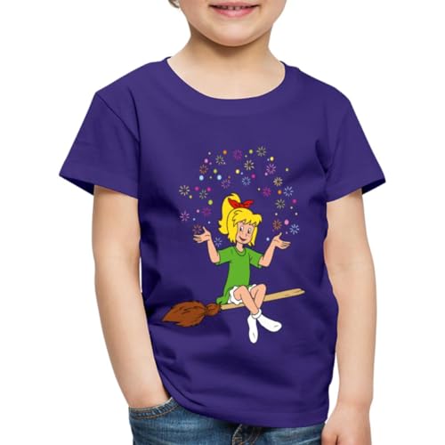 Spreadshirt Bibi Blocksberg Sitzt Auf Kartoffelbrei Kinder Premium T-Shirt, 122/128 (6 Jahre), Lila von Spreadshirt