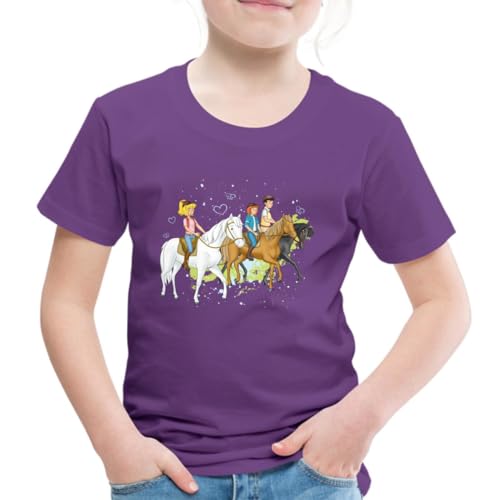 Spreadshirt Bibi Und Tina Ausritt Mit Alexander Falkenstein Kinder Premium T-Shirt, 110/116 (4 Jahre), Lila von Spreadshirt